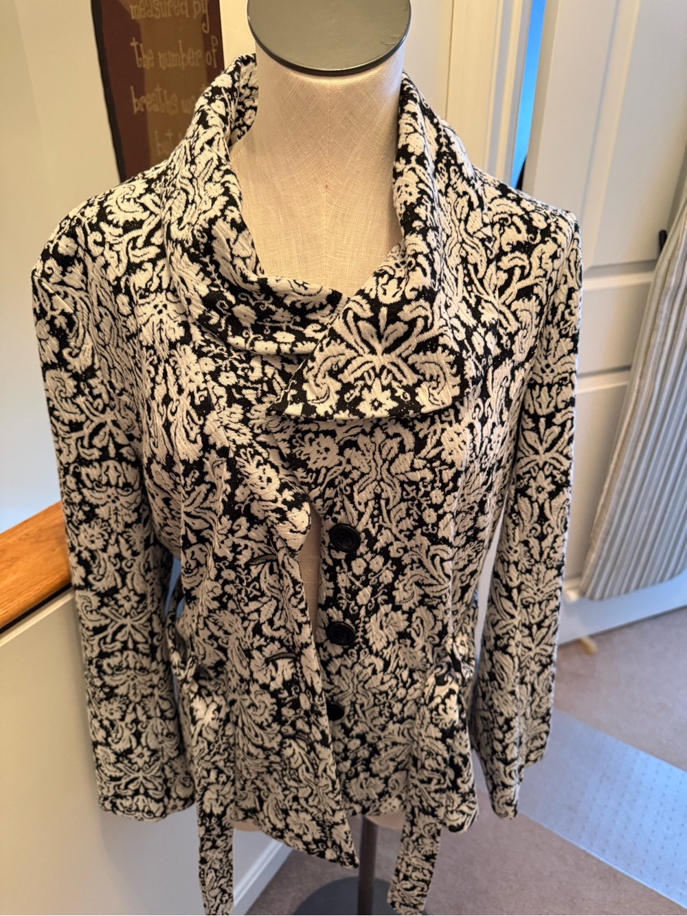Dress Barn Black and White Damask Jacket